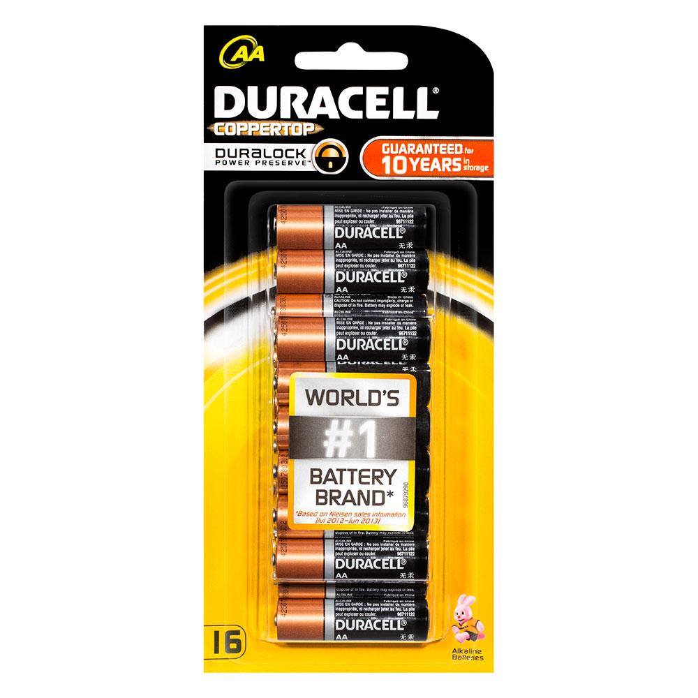 Duracell Coppertop AA pack of 16 batteries