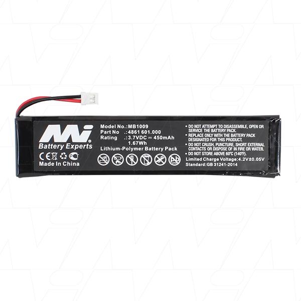 Electronic Pipette battery suitable for Lithium Ion Polymer 3.7V 450mAh MB1009