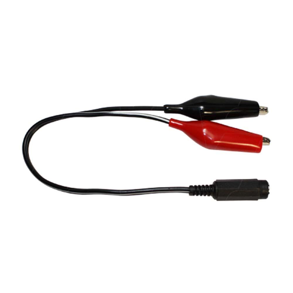 Female DC Plug (2.1mm, Centre Positive) to Alligator Clips. 280mm.