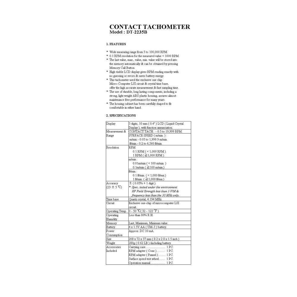 Tachometer - Contact Type