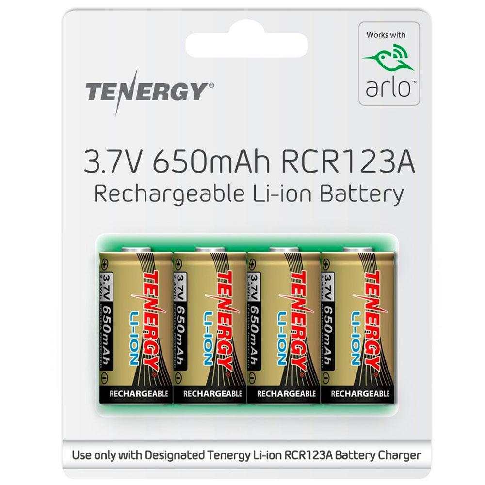 Tenergy rechargeable CR123A size Lithium Ion batteries 650mAh