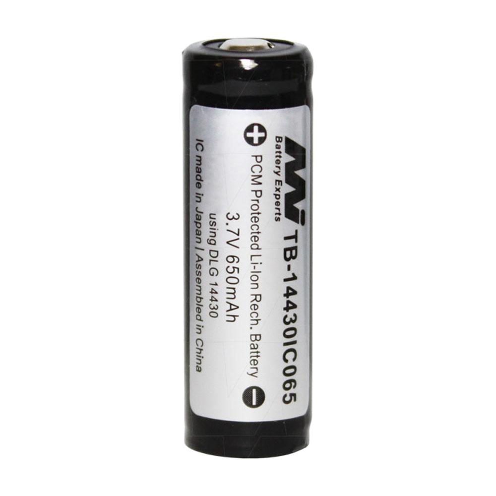 3.7V 14430 size 650mAh cylindrical LiIon Cell + PCM Protection