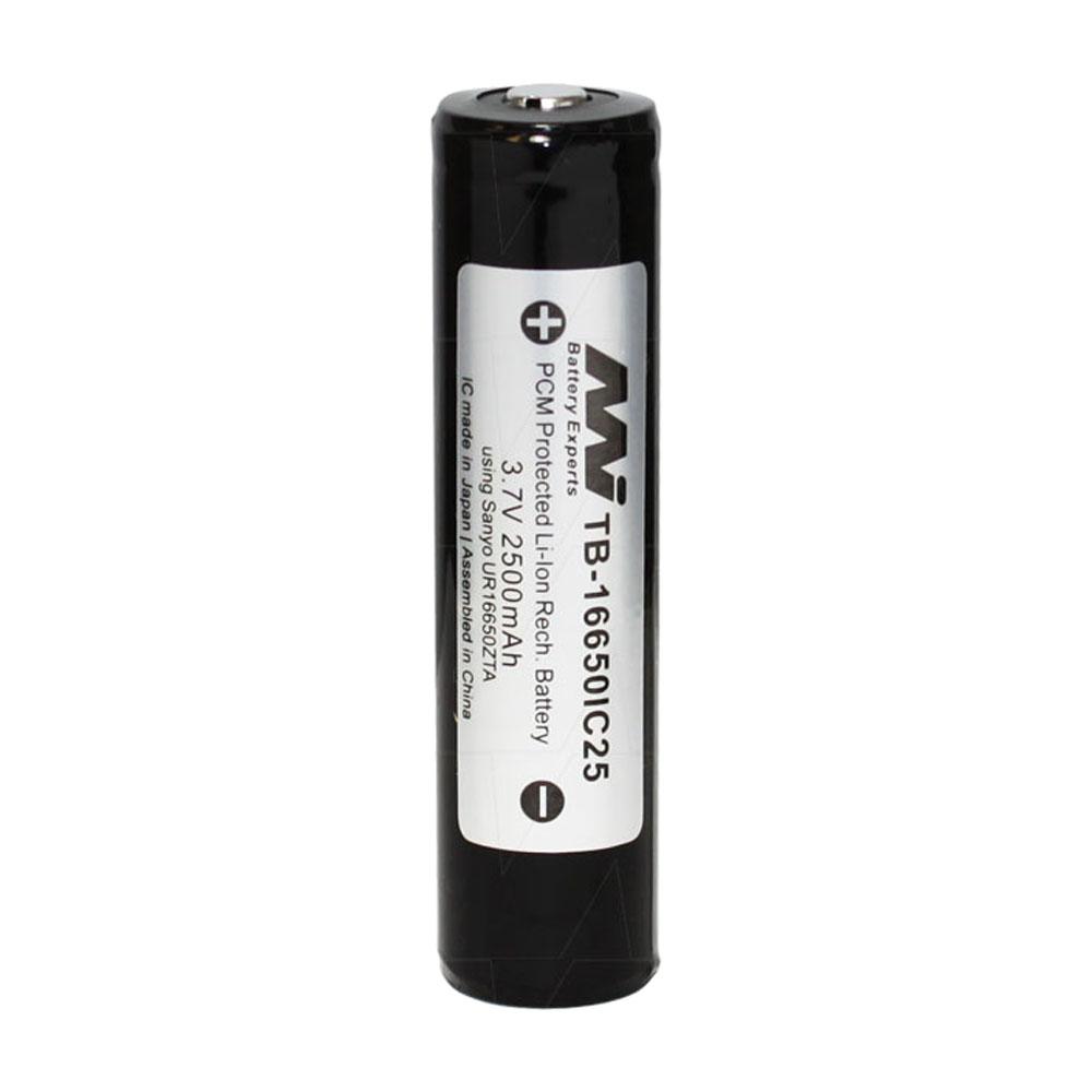 3.7V 16650 size 2500mAh cylindrical LiIon Cell + PCM Protection