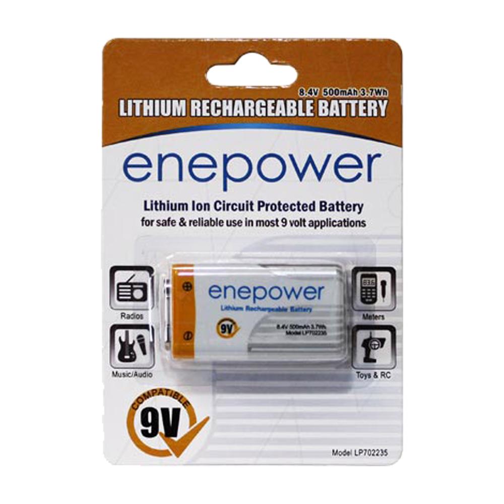 Enepower LP702235 500mAh 9V size Lithium Rechargeable Battery