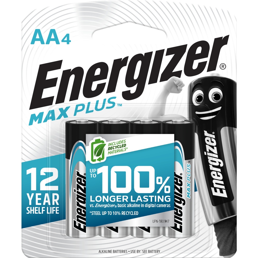 Energizer MAX Plus Advanced AA Alkaline Batteries 4 Pack