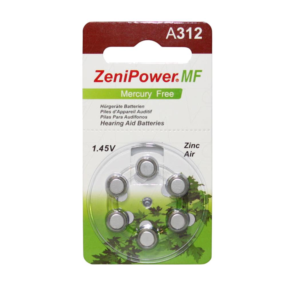 [A312-BP6] A312 Zenipower hearing aid battery