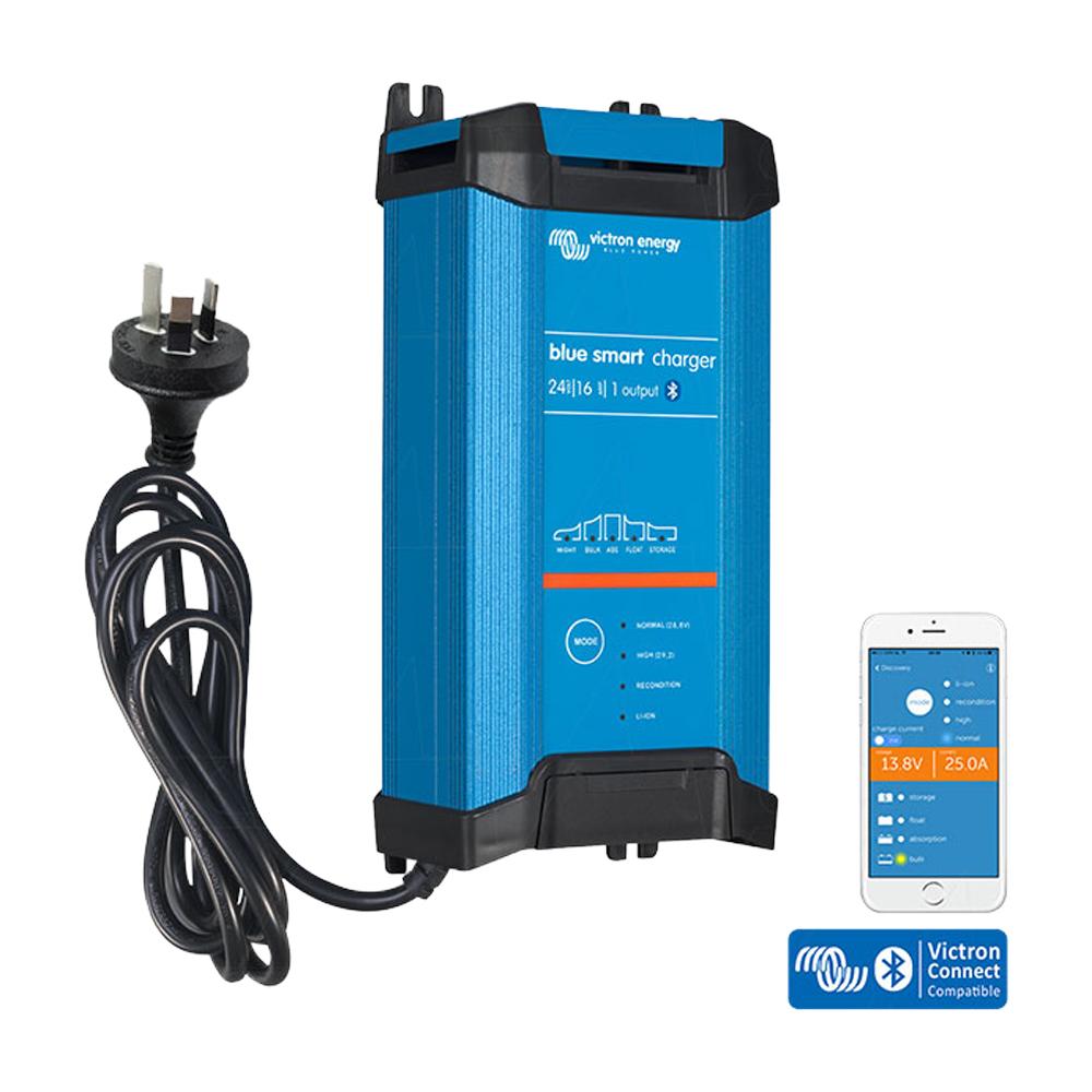 Blue Smart IP22 SLA-LiFePO4 Charger 24V 16A with Single Output Fan