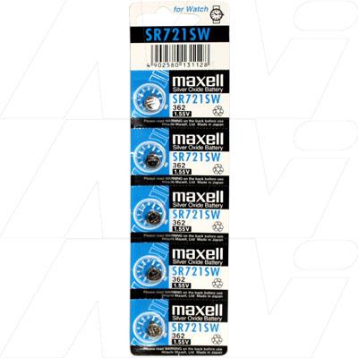 Maxell SR721W-361 1.55V Silver Oxide Battery Pk5