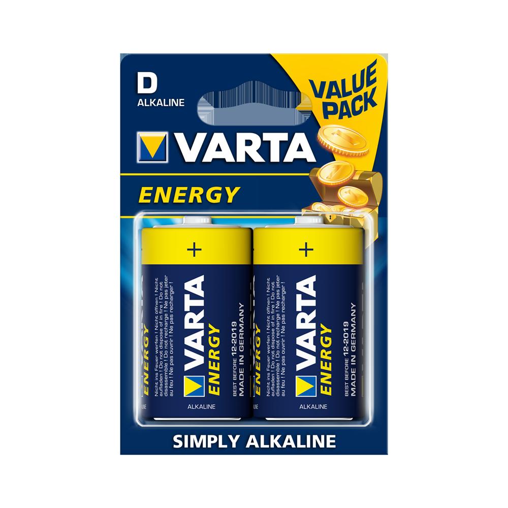 VARTA Energy Alkaline Batteries D 2 Pack