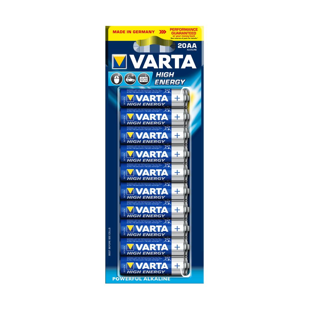 VARTA High Energy Alkaline Batteries AA 20 Pack
