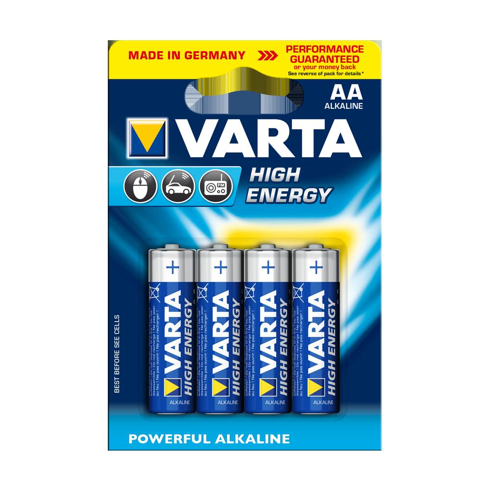 VARTA High Energy Alkaline Batteries AA 4 Pack