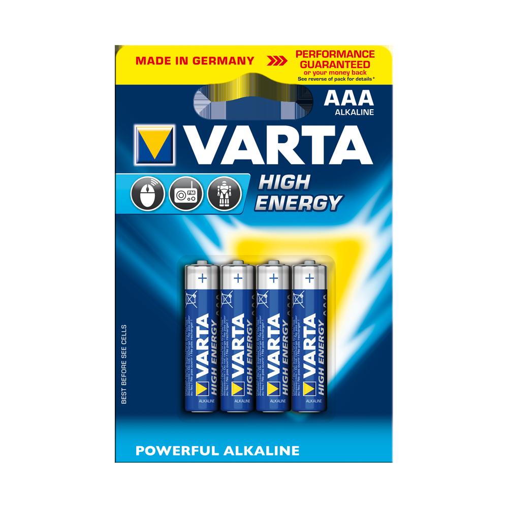 VARTA High Energy Alkaline Batteries AAA 4 Pack