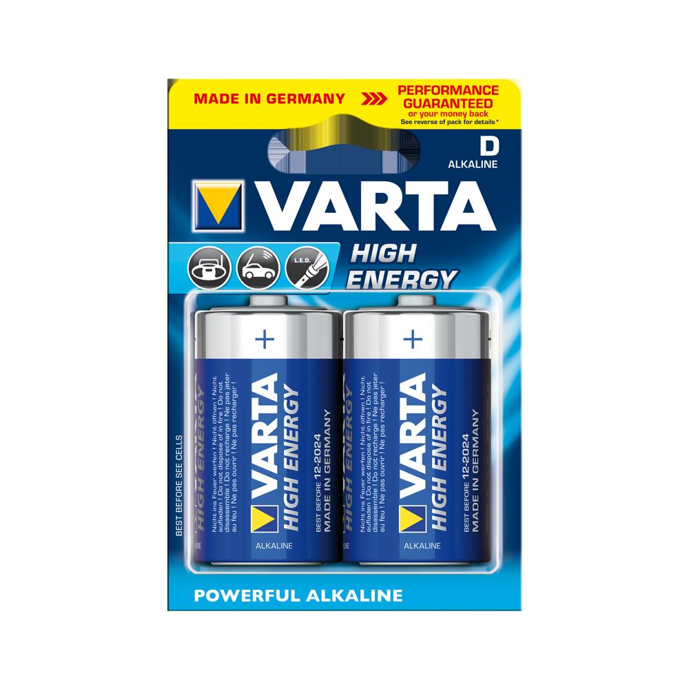 VARTA High Energy Alkaline Batteries D 2 Pack